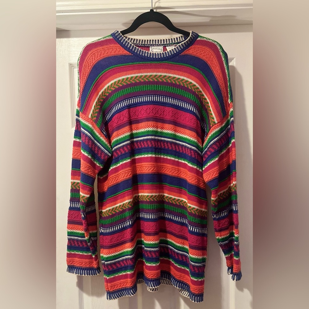 Women’s Vintage '90s Hasting‎ & Smith Multi Color Striped Sweater Ramie Blend M.